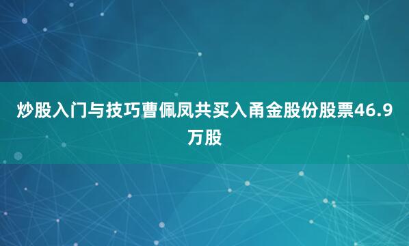 炒股入门与技巧曹佩凤共买入甬金股份股票46.9万股