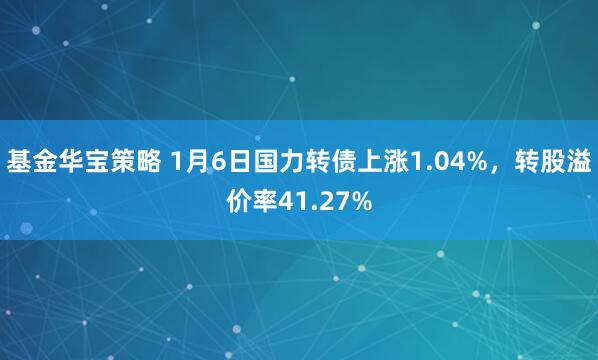 基金华宝策略 1月6日国力转债上涨1.04%，转股溢价率41.27%
